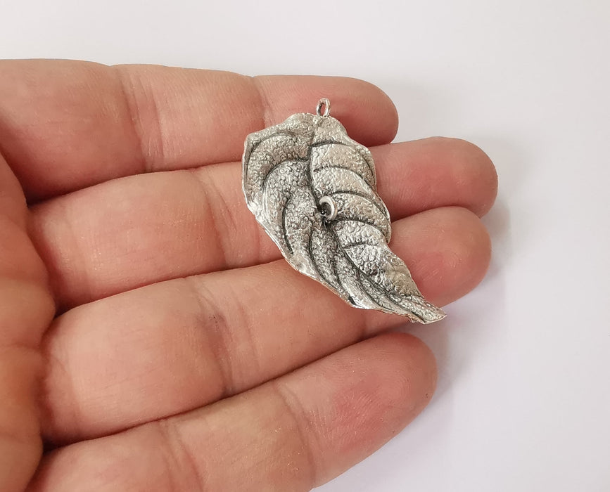 Leaf charms Antique silver plated brass charms (43x25mm)  G23770