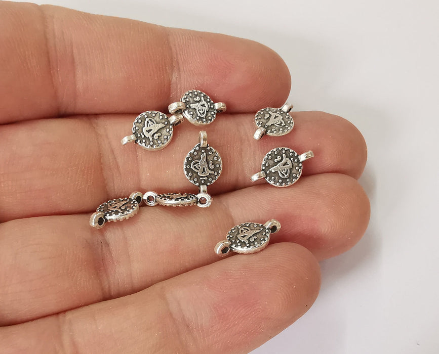 20 Coin charms connector Antique silver plated charms (13x8mm)  G23771