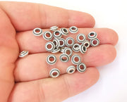 20 Antique silver rondelle beads (8mm) Antique silver plated beads G23773