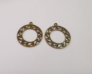 2 Circle charms Antique bronze plated charms (41x36mm)  G24038