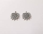 4 Silver charms Antique silver plated brass charms (19x17mm)  G23782