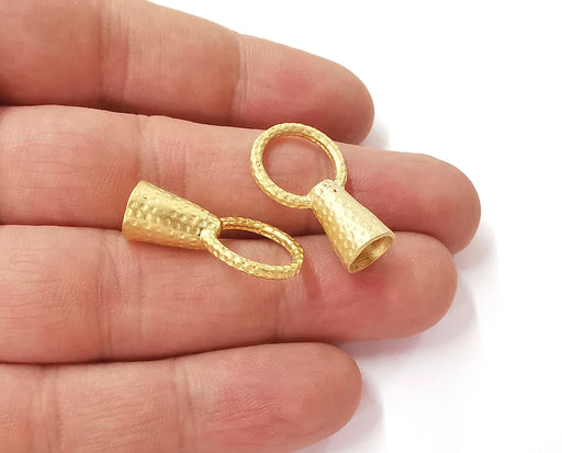2 Hammered gold cone findings Gold plated brass findings  (27x16 mm)  G23783