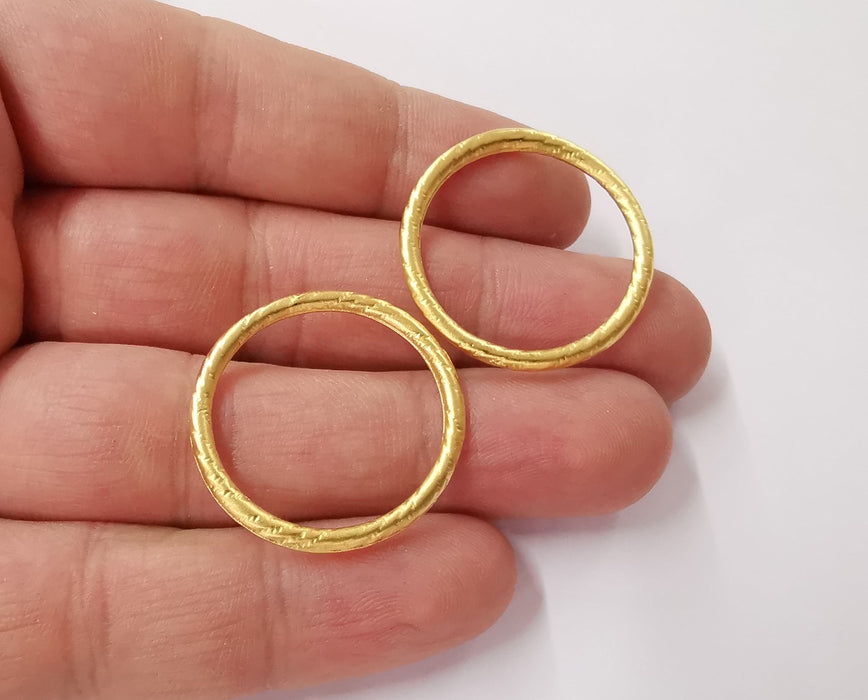 2 Gold circle findings Gold plated connector findings (30mm)  G23786