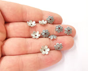 20 Flower Bead Caps Antique Silver Plated Bead Caps , Findings  (10 mm)  G23788