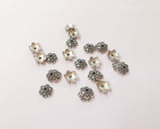 20 Flower Bead Caps Antique Silver Plated Bead Caps , Findings  (10 mm)  G23788