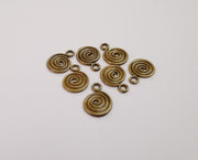 10 Spiral charms (Double Sided) Antique bronze plated charms (17x13mm) G24041