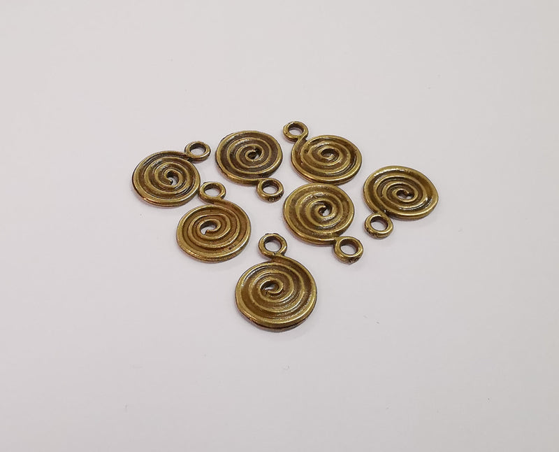 10 Spiral charms (Double Sided) Antique bronze plated charms (17x13mm) G24041