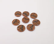 10 Mountain round charms Antique copper plated charms (12mm) G24044