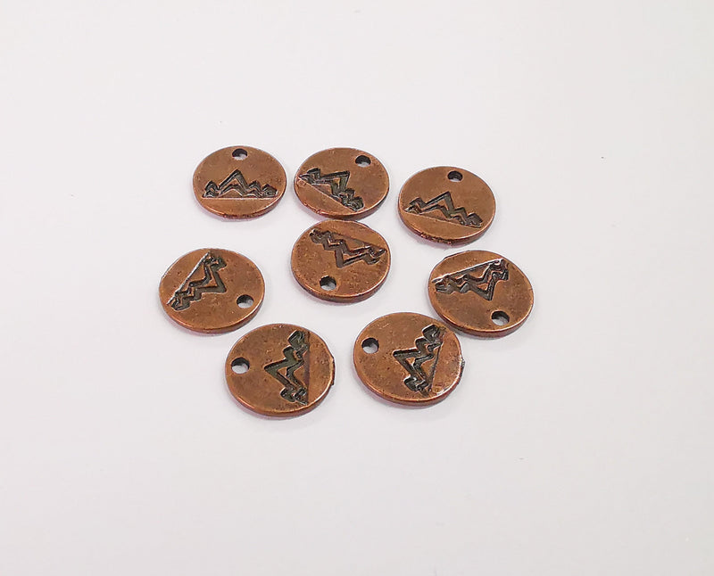 10 Mountain round charms Antique copper plated charms (12mm) G24044