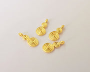 10 Spiral round charms Gold plated charms (18x8mm)  G23793