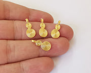 10 Spiral round charms Gold plated charms (18x8mm)  G23793