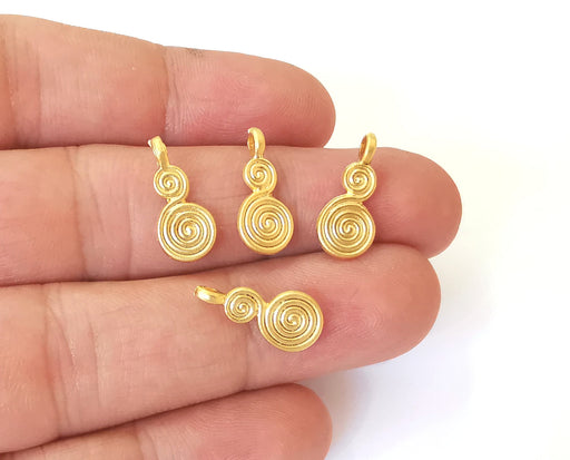 10 Spiral round charms Gold plated charms (18x8mm)  G23793