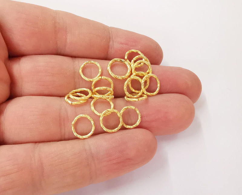 20 Textured circle jumpring findings connector Gold circle findings (9x1mm) G24052