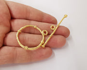 Gold textured toggle clasp 1 sets Gold plated brass findings 60x9mm - 40x33mm G24058