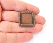 2 Square frame pendant Blank antique copper plated pendant (34x29mm) (20mm Blank Size)  G23807