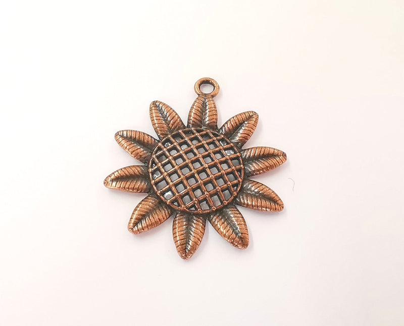 2 Sunflower charms Copper plated charms (47x43mm)  G23808