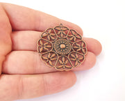 2 Flower pendant Copper plated charms ( 46x43mm ) G23810
