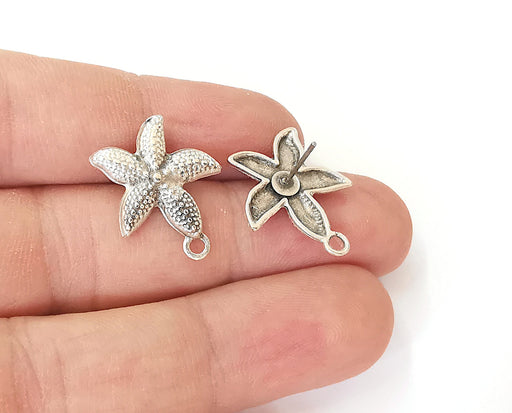 1 Pairs Starfish earring base wire Antique silver plated findings (21x17mm) G23815