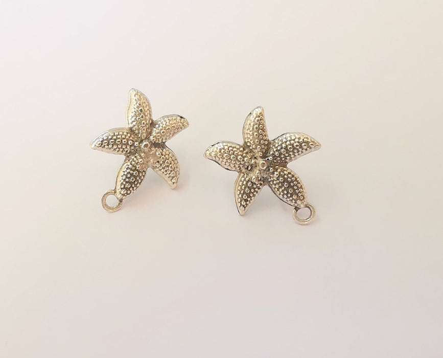 1 Pairs Starfish earring base wire Antique silver plated findings (21x17mm) G23815