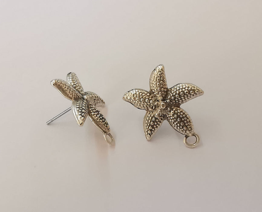 1 Pairs Starfish earring base wire Antique silver plated findings (21x17mm) G23815