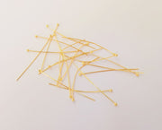 20 Ball spare head eye pins Shiny Gold plated brass eye pin (40 mm) Findings G23821