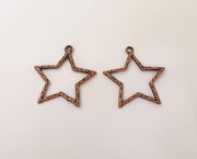 4 Hammered copper star charms Copper plated charms (37x35mm)  G23824