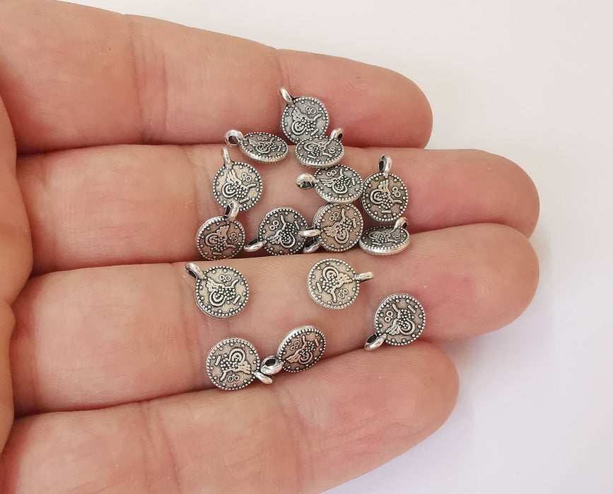 20 Coin charms (Double Sided) Antique silver plated charms (10x8mm)  G23833