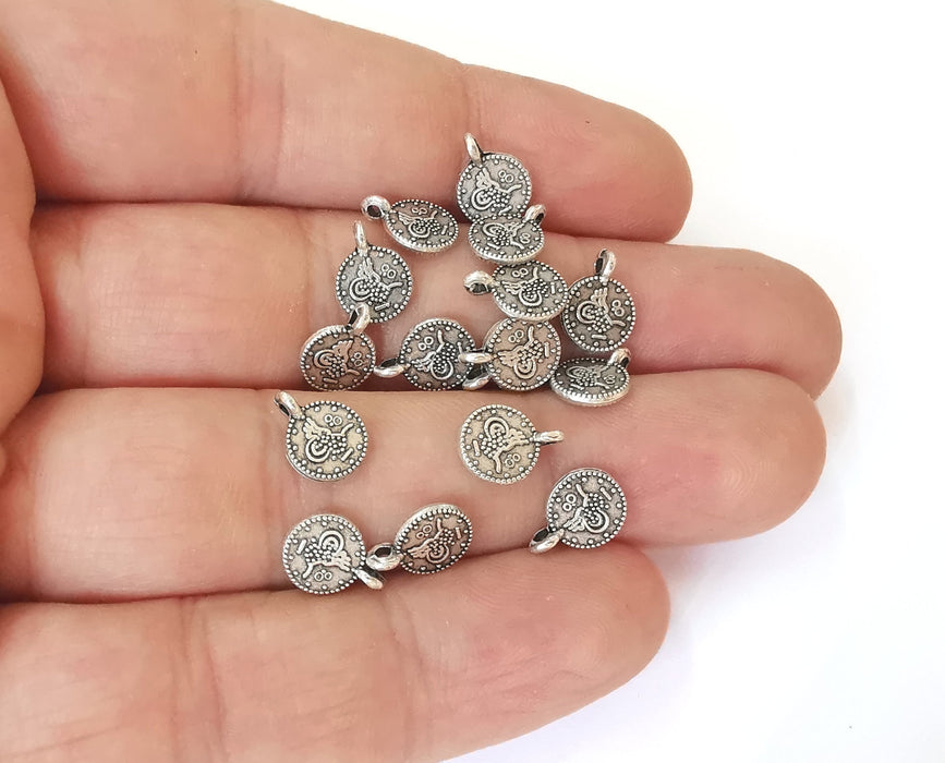 20 Coin charms (Double Sided) Antique silver plated charms (10x8mm)  G23833