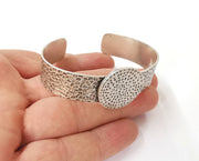 Bracelet blank Resin dry flower inlay blank Cuff bezel Glass cabochon base Hammered adjustable Antique silver (25mm ) G24072