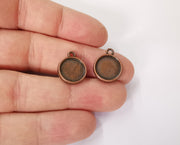 10 Round charms blank (Double sided blank) Resin bezel Mosaic mountings Antique copper plated charms (18x15mm)( 12 mm inner size)  G24075