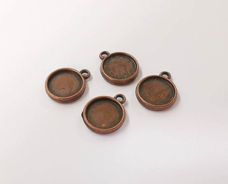 10 Round charms blank (Double sided blank) Resin bezel Mosaic mountings Antique copper plated charms (18x15mm)( 12 mm inner size)  G24075