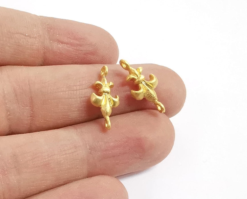 4 Lily shape connector charms Gold plated charms (19x9mm)  G24090