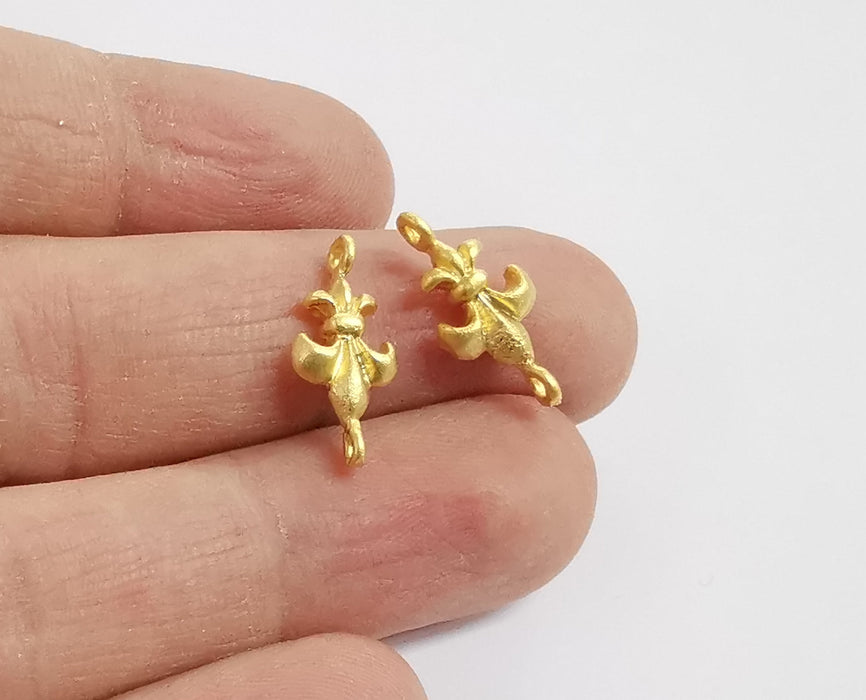 4 Lily shape connector charms Gold plated charms (19x9mm)  G24090