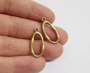 10 Oval charms Antique bronze plated charms (26x12mm)  G24091