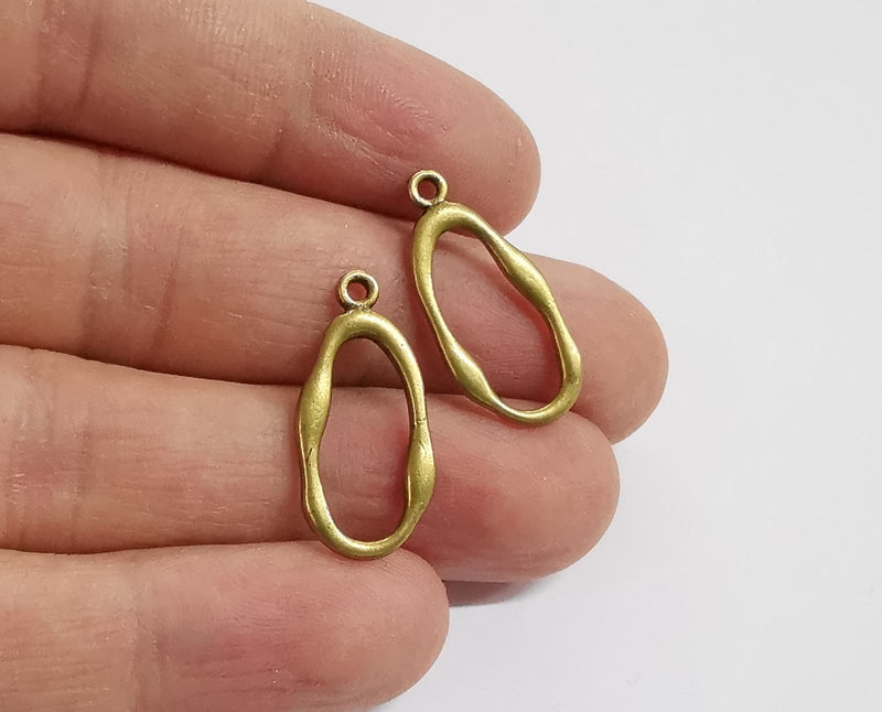 10 Oval charms Antique bronze plated charms (26x12mm)  G24091