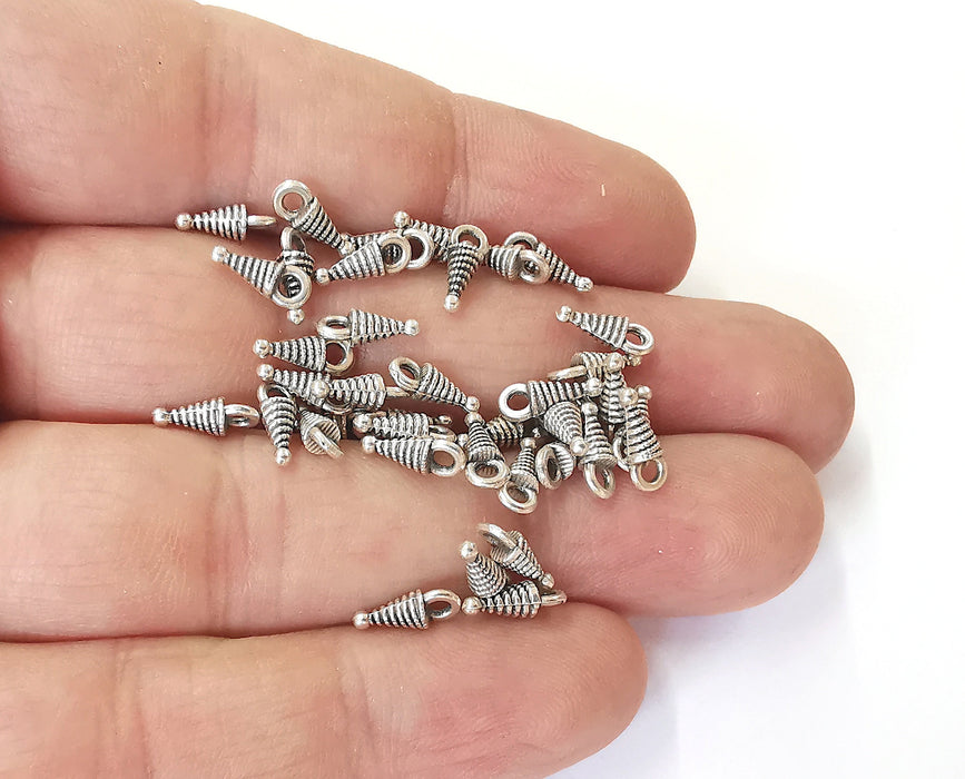 20 Cone spike charms Antique silver plated charms (9x3mm) G23841