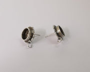 Earring Blank Base Settings Silver Resin Blank Cabochon Base inlay Blank Mountings Antique Silver Plated Brass (10mm blank) 1 Set  G24095