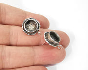 Earring Blank Base Settings Silver Resin Blank Cabochon Base inlay Blank Mountings Antique Silver Plated Brass (10mm blank) 1 Set  G24095
