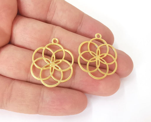 2 Circles charms Gold plated charms (30x24mm) G23852