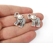 4 Elephant charms Antique silver plated charms (27x24mm)  G24105