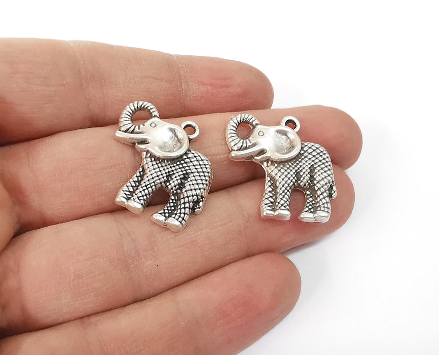 4 Elephant charms Antique silver plated charms (27x24mm)  G24105