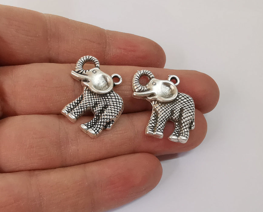 4 Elephant charms Antique silver plated charms (27x24mm)  G24105