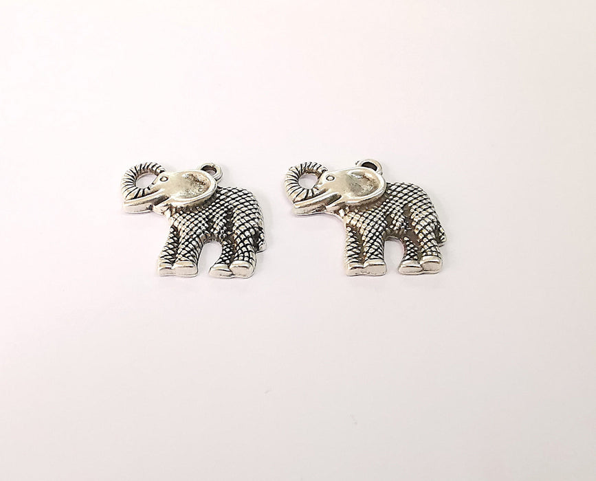 4 Elephant charms Antique silver plated charms (27x24mm)  G24105