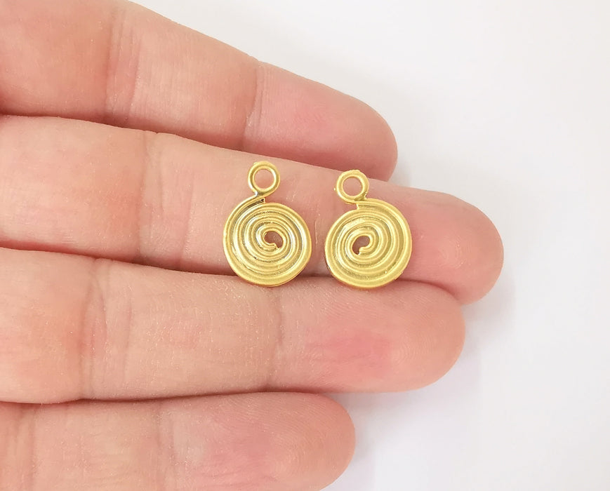 5 Spiral round charms Gold plated charms (18x13mm)  G23854