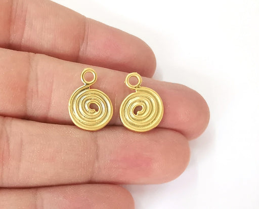 5 Spiral round charms Gold plated charms (18x13mm)  G23854