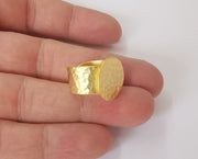 Gold ring blank setting Cabochon base Ring hammered mounting Adjustable ring bezel (17mm blank ) Gold plated metal G23855