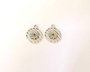 4 Flower charms Silver plated charms (26x21mm)  G23872