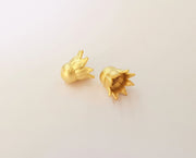2 Flower cone caps findings Gold plated brass findings (13x12mm)  G23878
