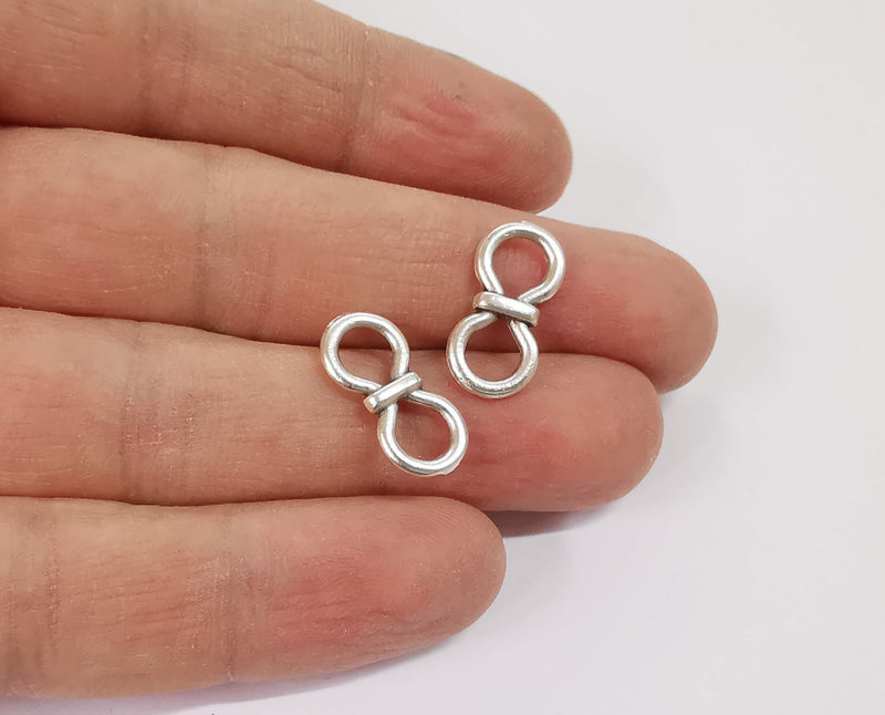 10 Bow eight shape charms connector Antique silver plated charms (19x9mm)  G24113