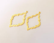 2 Hammered charms Gold plated charms (52x30mm)  G23879